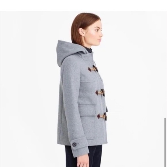 J Crew Classic Duffle Coat  Melton Wool Gray Toggle Italy coat. Like new - Picture 2 of 13